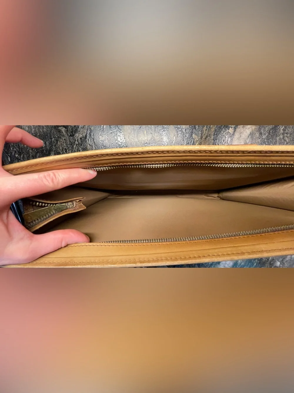 Renwick Tan Leather Briefcase with Top Carry Handle